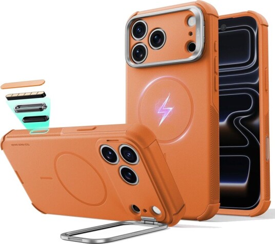 ESR Cyber Tough Kickstand MagSafe Mobildeksel for iPhone 18 Pro / 17 Pro - Oransje ESR Cyber Tough Kickstand MagSafe Mobildeksel for iPhone 18 Pro / 17 Pro - Oransje