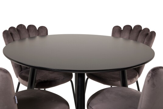 Venture Home Plaza Spisegruppe 100 cm Rund med 4 Limhamn stoler Sort