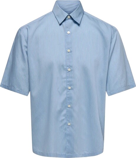 ONLY & SONS Onsatticus Ss Rlx Stripe Shirt Frml Blue XXL