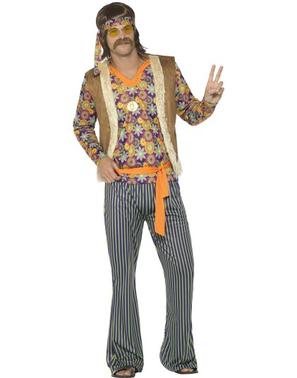 Smiffys 60 talls Hippie Herrekostyme 5 Deler Strl M