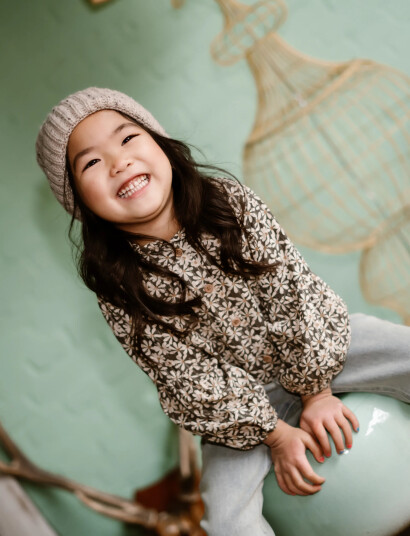 Daily 7 Shirt Longsleeve Shiny Flower Green 134