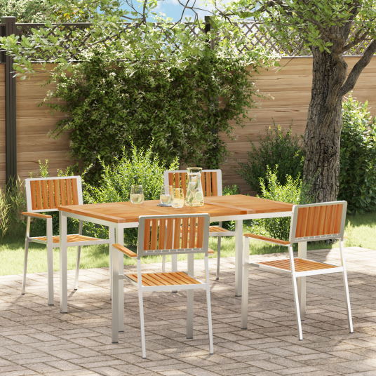 5 delt hage spisebordsett solid teak