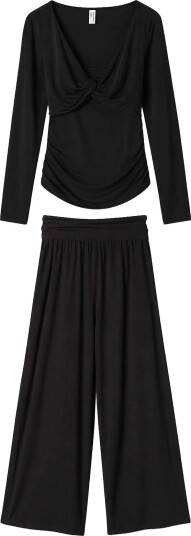 Desmond and Dempsey Thunderheart Chocolate Inverted Jersey Twist Set   BLACK   L