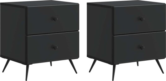  Nattbordskap 2 pcs Svart 43 x 34,5 x 47,5 cm Konstruert tre