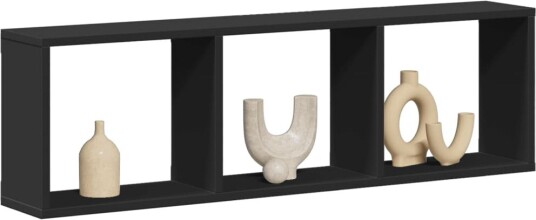 Veggskap 100x16x30 cm svart konstruert tre