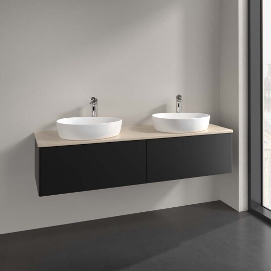 Villeroy & Boch Antao Servantskap med 2 skuffer 160x50x36 cm m/lys Sort Matt/Crème