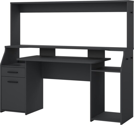 FunctionPlus skrivebord med hylle hyller 1 dør 1 skuff grå matt.