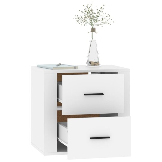 vidaXL Veggmontert nattbord hvit 50x36x47 cm