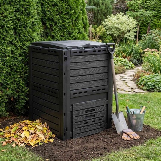 vidaXL Hagekomposterer Svart 59,5 x 60 x 81,5 cm 280 l 100% PP