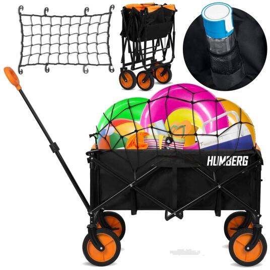 Sammenleggbar transportvogn med netting, 100L kapasitet