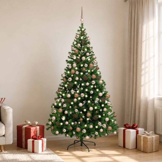 vidaXL Kunstig juletresett med LED og kuler 210 cm 910 grener