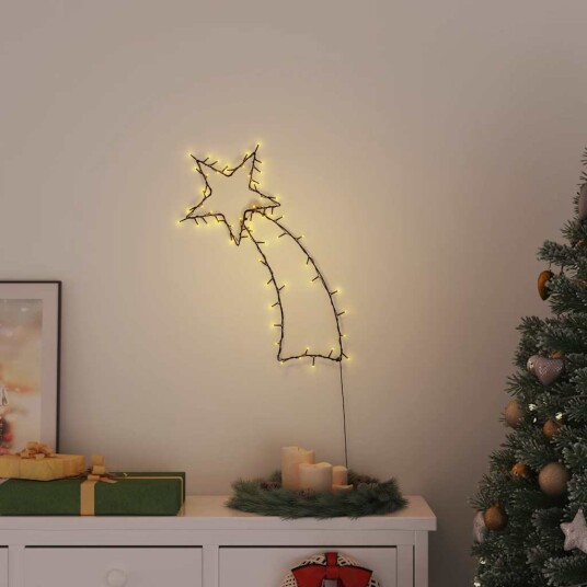 Julelys stjerneskudd silhuett 80 LEDs varm hvit