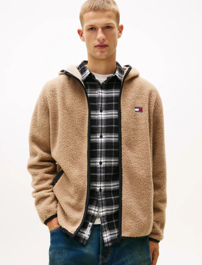 Tommy Jeans Tjm Reg Badge Teddy Zip Tru Ext - Beige - S