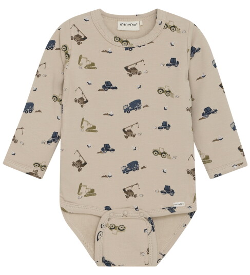Minymo Body I/e - Svette - Oxford Tan m. Arbeidsbiler - Minymo - 68 - Langermet Body - Beige - 62