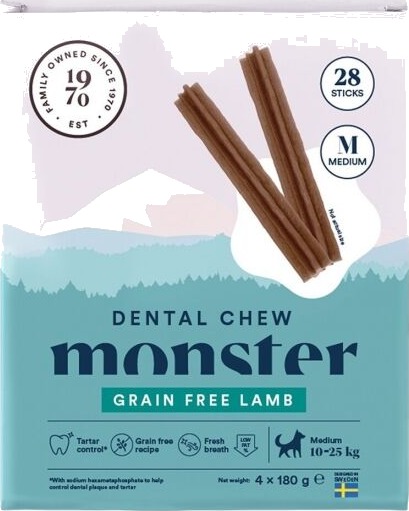 Monster Pet Food Dental Tyggebein til Hund LammemIdium 28 stk Monster Pet Food Dental Tyggebein til Hund LammemIdium 28 stk