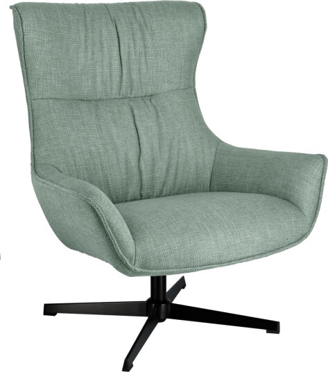 VEGA Ørelappstol Elvar; 85x85x101 cm BxDxH; Sete Gråblå Ramme Svart