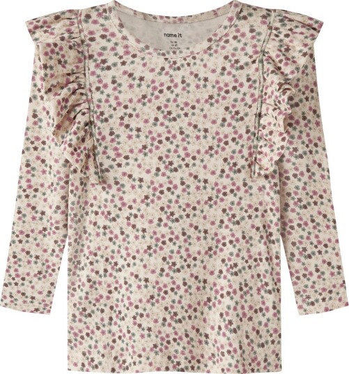 Name It Genser NmfLianna Antique White m. Volanger Name It 1 år (80) Genser Beige Brun Grønn Lilla