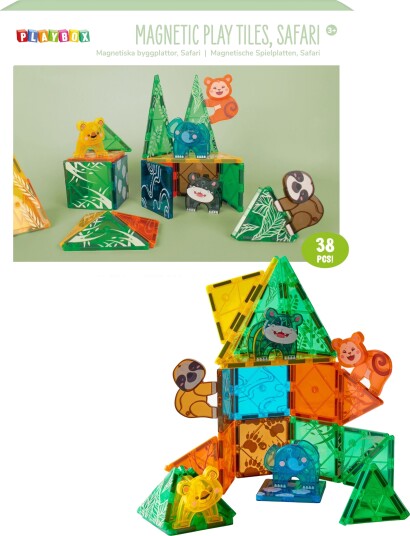 Playbox Magnetiske Brikker Safari 38 Deler Playbox Magnetiske Brikker Safari 38 Deler