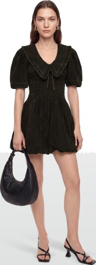 Ganni Smocked Minidress Black 40