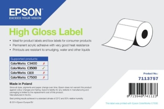 Epson Høyblank 76 X 127 Mm 250 EtikettEr Stanseskårne Etiketter Epson Høyblank 76 X 127 Mm 250 EtikettEr Stanseskårne Etiketter
