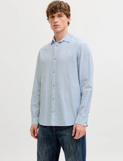 Jack & Jones Jjesummer Linen Blend Shirt L/S Sn Blue L