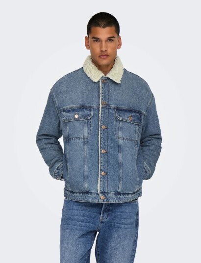 ONLY & SONS Onswilson Sherpa Dbtint 0970 Dnm Jacket - Blue - S ONLY & SONS Onswilson Sherpa Dbtint 0970 Dnm Jacket - Blue - S