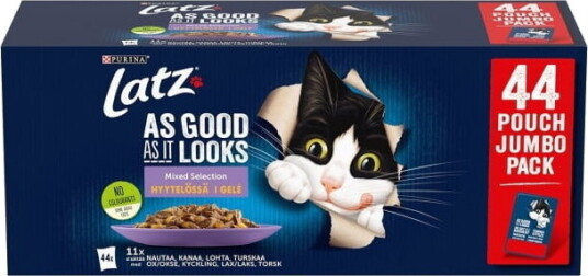 Latz As Good As It Looks Kattemat i Gel 44x85 g med Kylling og Laks Latz As Good As It Looks Kattemat i Gel 44x85 g med Kylling og Laks