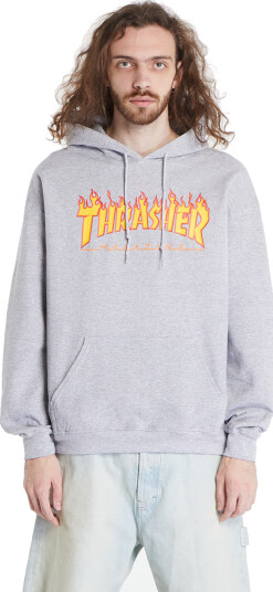 Sweatshirt Thrasher Flame Logo Hoody Melange Grey XXL