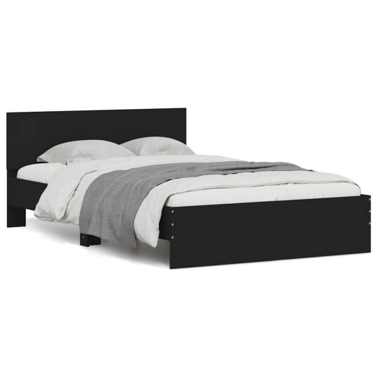 Sengeramme med hodegavl og LED svart 120x200 cm 3207617
