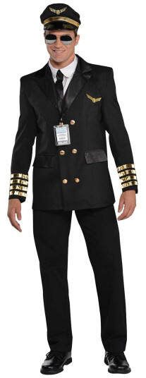 Amscan EU Pilot Svart Karnevalskostyme Medium Amscan EU Pilot Svart Karnevalskostyme Medium