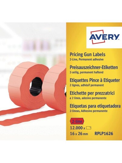 Avery Røde permanente prisetiketter , Røde, 26 x 16 mm, Permanent Avery Røde permanente prisetiketter , Røde, 26 x 16 mm, Permanent