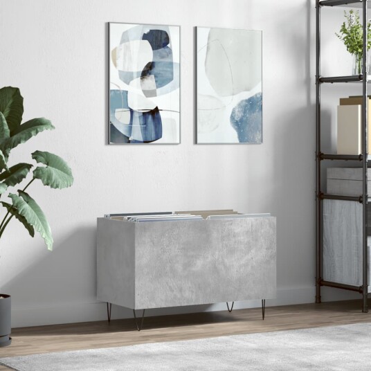 Hifi benk betonggrå 74,5x38x48 cm konstruert tre