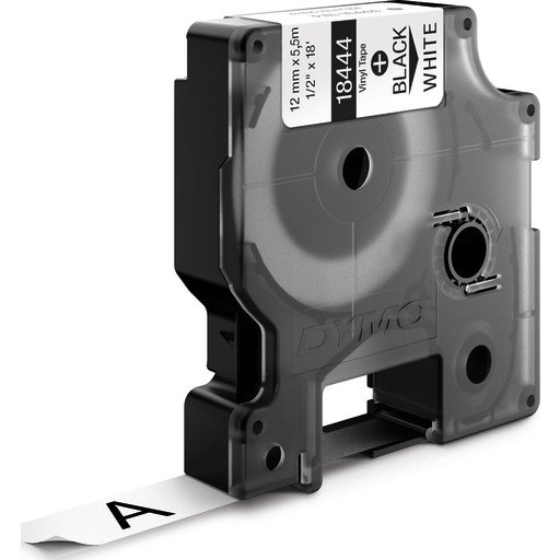 Dymo Rhino 12mm Vinyl sort på hvit - 1861639