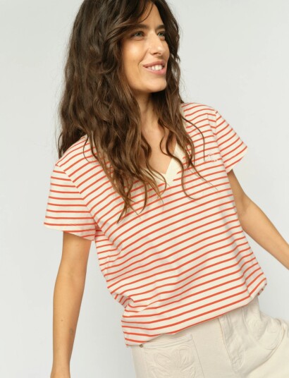 MOS MOSH Mmkala V Ss Stripe Tee Red L