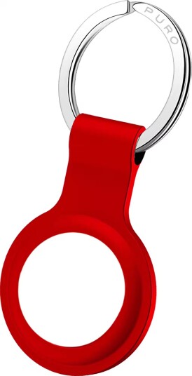 Puro Icon AirTag silikonholder med nøkkelring (rød)
