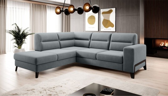 Anglika Sofa m. Sjeselong 4 seters   Grå
