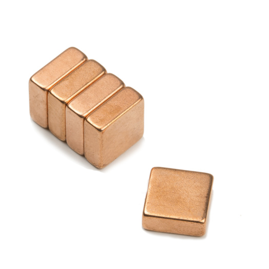 Kobber-belagt blokk magnet 10 x 10 x 4 mm | Glasstavler og metalltavler