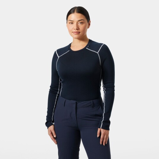 Helly Hansen Dame Lifa Merino Mellomvekt Crew Basislag Marineblå XL