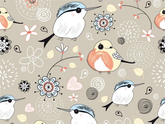Fototapet Natural Pattern With Birds 250x193 - Artgeist sp. z o. o.