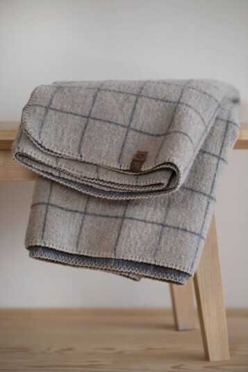 Fussenegger Merano Wool Blend Throw "Checkered" Smoke 160X200cm