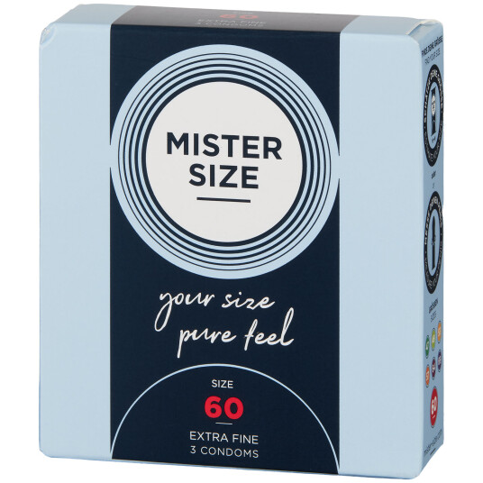 Mister Size PureFeel Kondomer 3 stk      - Klar - 60 mm