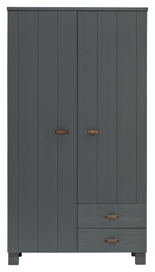 WOOOD Dennis Garderobeskap, H202, Steelgrey furutre