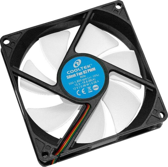 Cooltek PC-vifte 92x92x25mm 1800 RPM 19,6dB Hvit