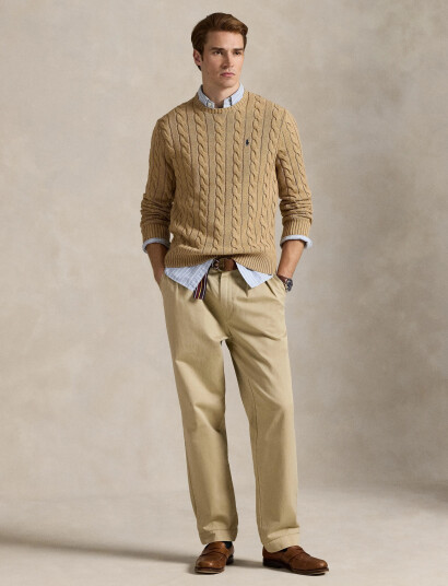 Polo Ralph Lauren Cable-Knit Cotton Sweater - Beige - S