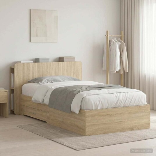  Sengeramme med oppbevaring Sonoma eik 80 x 200 cm