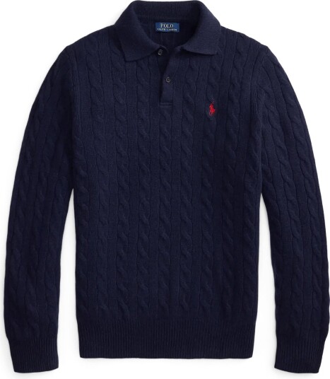 Polo Ralph Lauren Cable Knit Wool Cashmere Sweater HUNTER NAVY L Polo Ralph Lauren Cable Knit Wool Cashmere Sweater HUNTER NAVY L