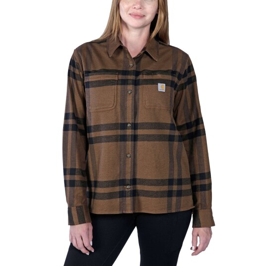 Carhartt Midweight Flannel Shirt Women Carhartt Brown Heather XS Carhartt Midweight Flannel Shirt Women Carhartt Brown Heather XS