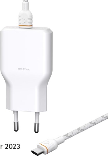 Unisynk G3 36W USB-C Vegglader Slim Hvit med 2m Kabel