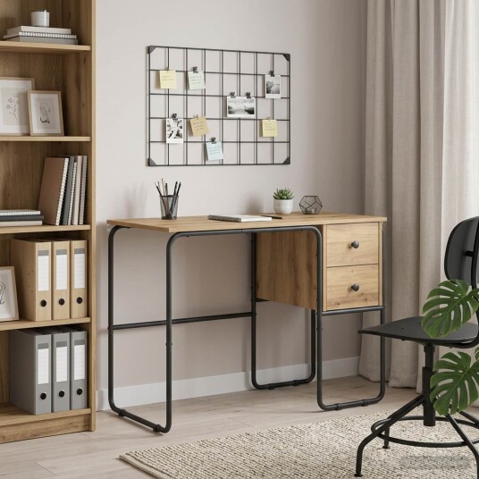 vidaXL Skrivebord med lagring Artisan eik 100 x 50 x 75 cm