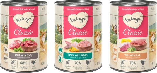 Feringa Classic Meat-Meny Mix 2 Kanin & Kalkun And & Kalv Lam & Biff 6 x 400 g